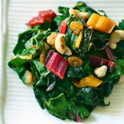 Eat your greens! Rainbow chard with raisins and cashews