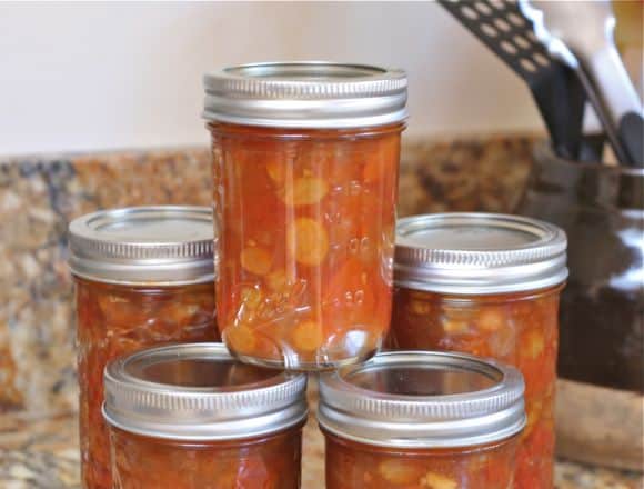 Tomato Chutney in jars